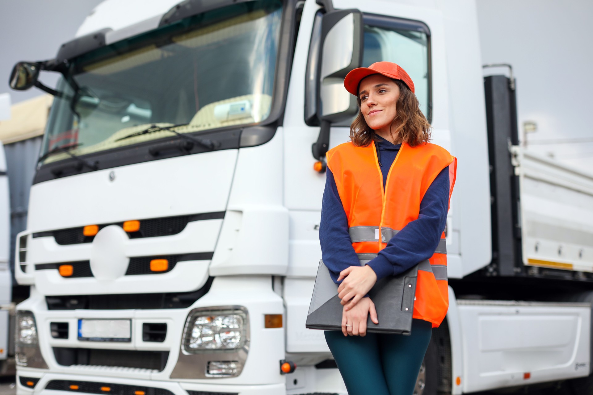Blue Collar Female Worker, Truck and Logistics, Warehouse Manager, Checklist, Cargo Transportation, Shipping