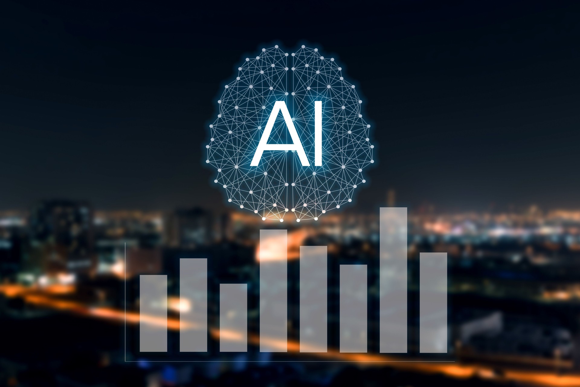 Concept augmented analytics. Business analytics and financial technology concept. AI(Artificial Intelligence) and smart analytics. Data science learning machine. Neural network
